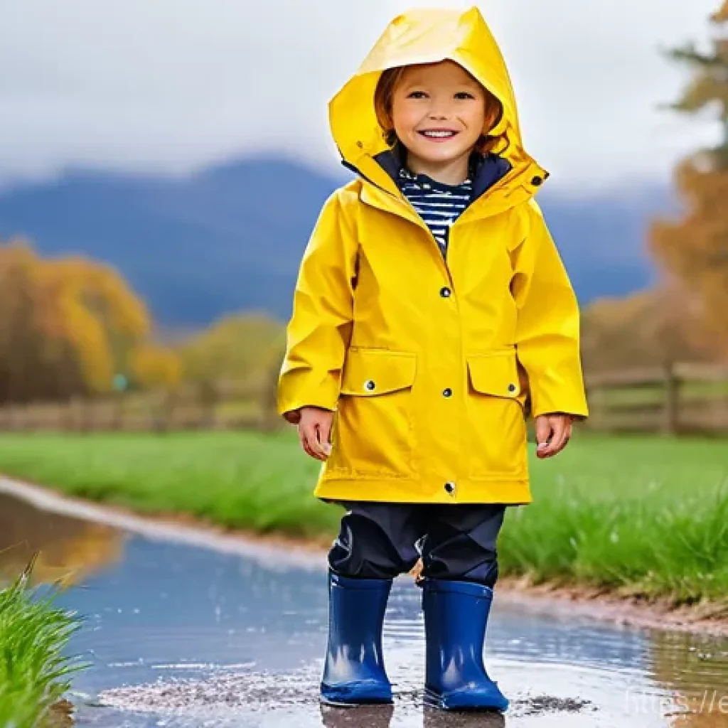 아동용 레인코트 리뷰 - **Prompt 1: The Comfortable Explorer** An adorable 4-year-old child, gender-neutral, with rosy c...