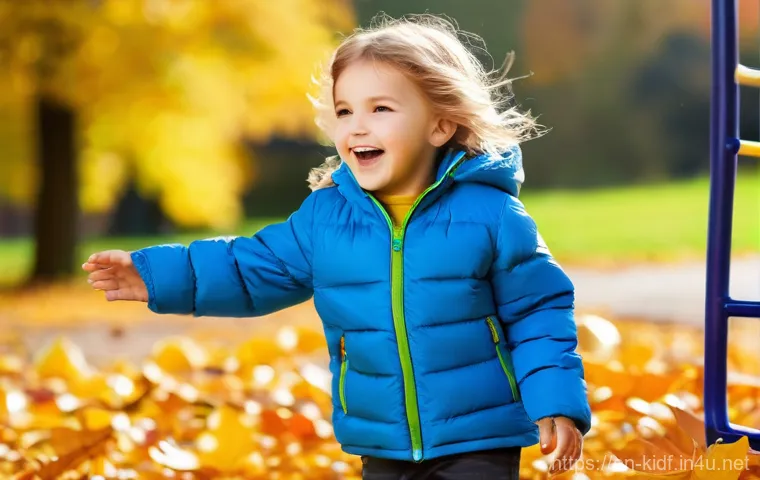 아동용 가을 점퍼 추천 - **Prompt 1: "Playground Explorer in Durable Outerwear"** A happy, active child, approximately 7-...