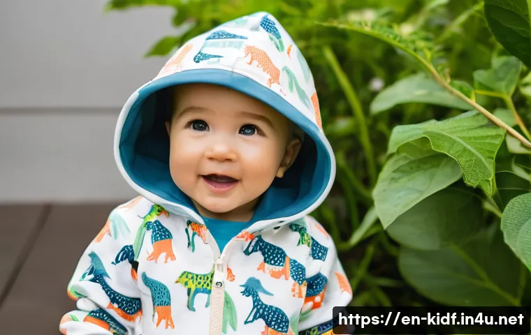 유아용 후드티 추천 - A cheerful toddler wearing a soft organic cotton blend hoodie in vibrant colors, featuring playful a...