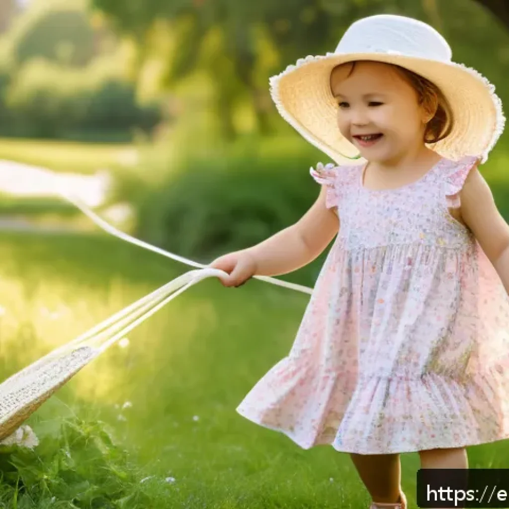 유아용 여름 드레스 스타일 - A cheerful toddler girl wearing a 100% cotton sundress featuring delicate ruffles and a stretchy smo...
